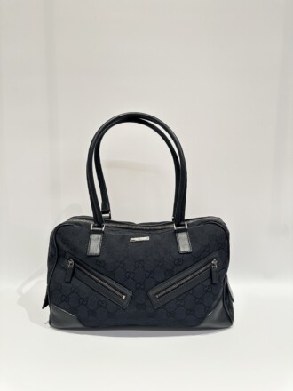 Gucci Vintage Blue Black GG Canvas Handbag