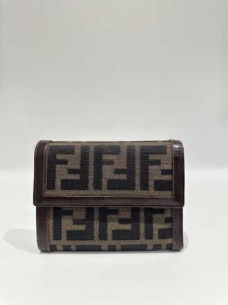 Fendi Vintage Brown FF Canvas Flap Wallet