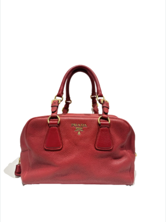 Prada red leather shoulder bag