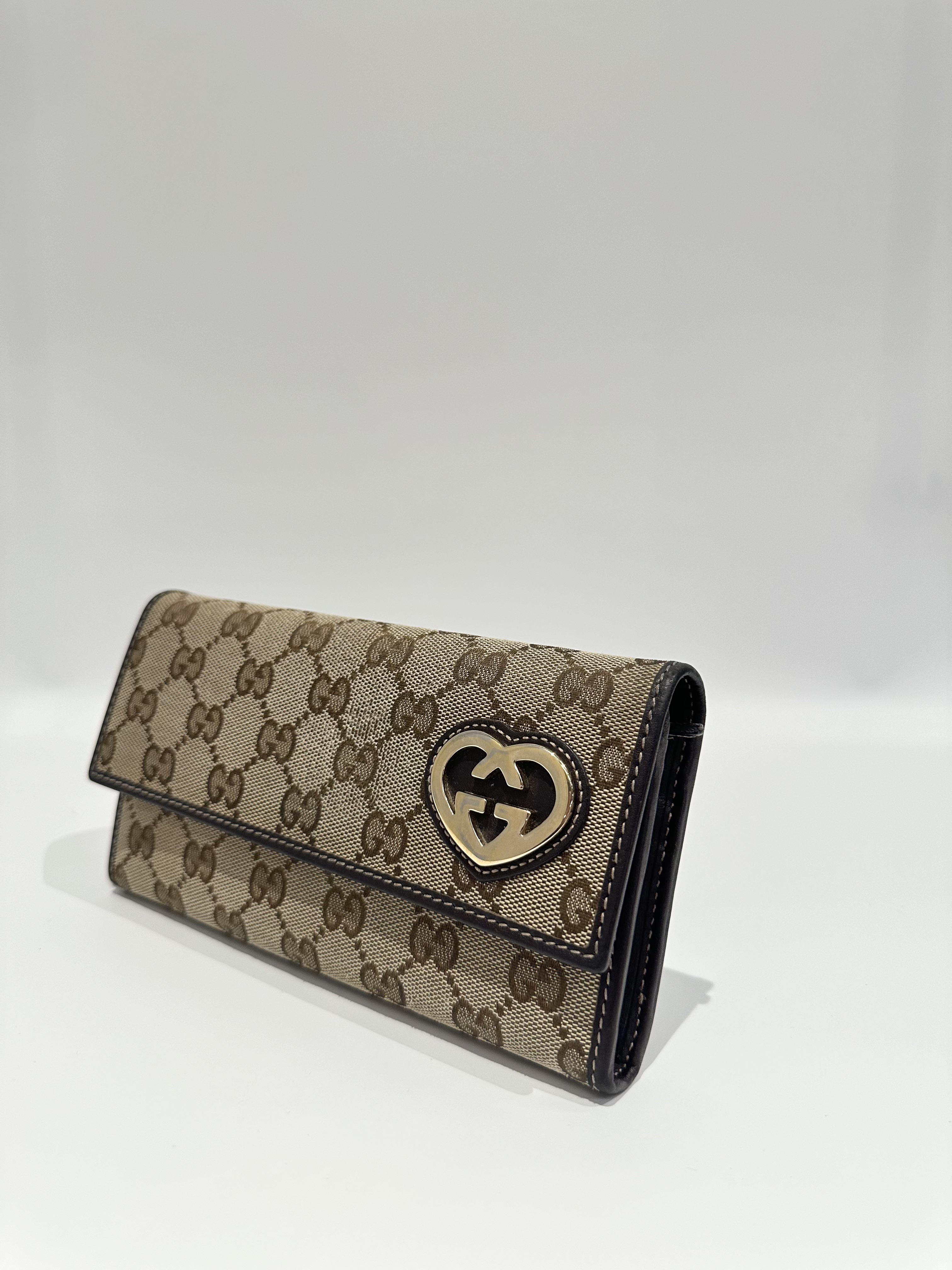 Gucci Brown GG Canvas Heart Logo Long Wallet - Image 2
