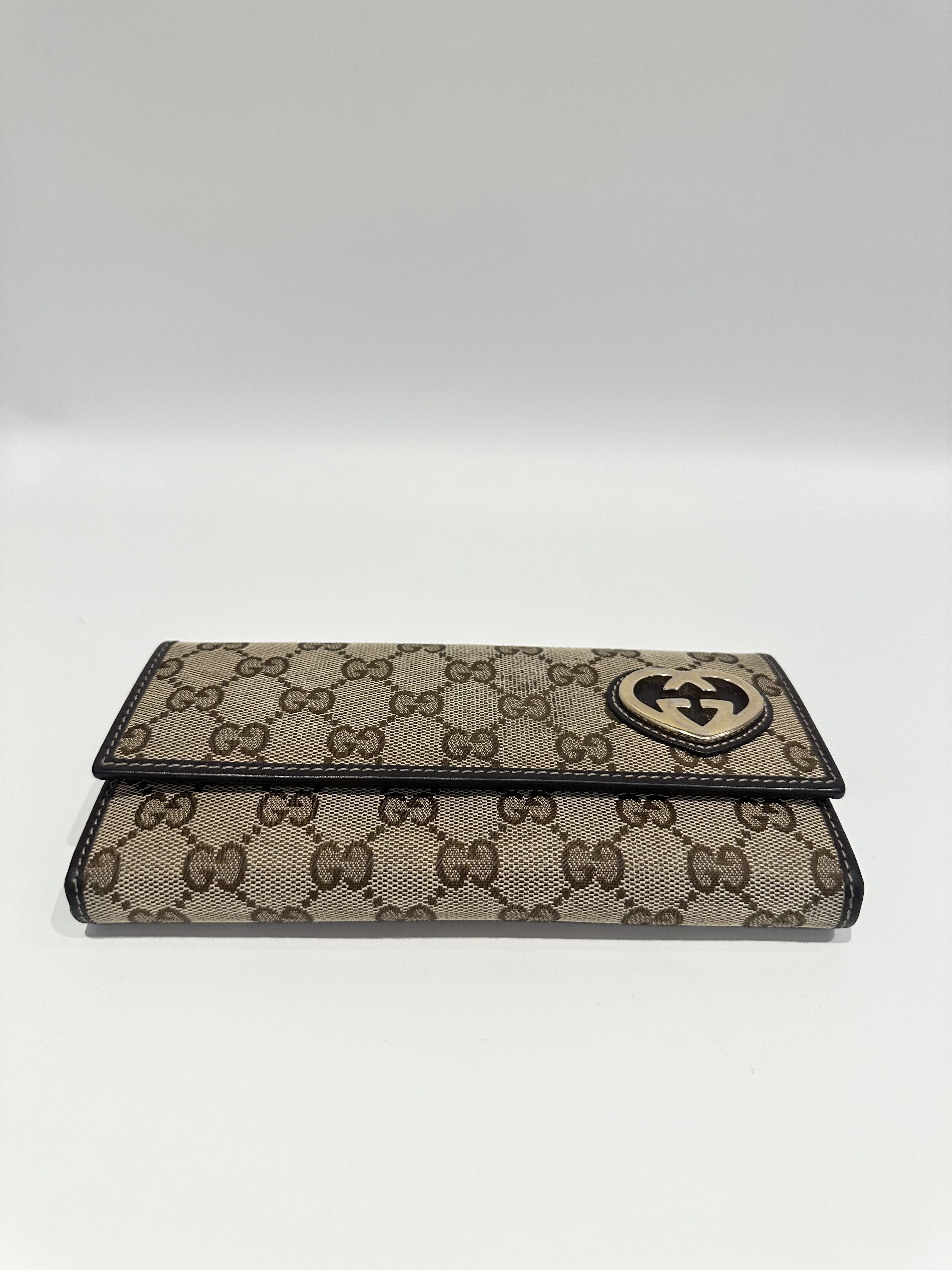 Gucci Brown GG Canvas Heart Logo Long Wallet - Image 6