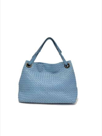 Bottega Veneta Garda light blue leather tote bag