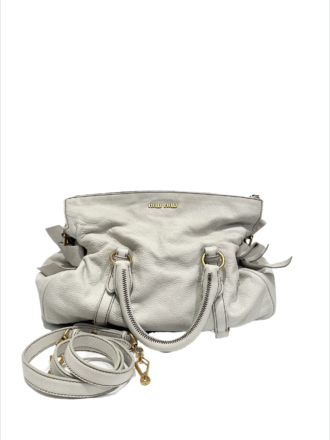 Miu Miu white leather bow bag