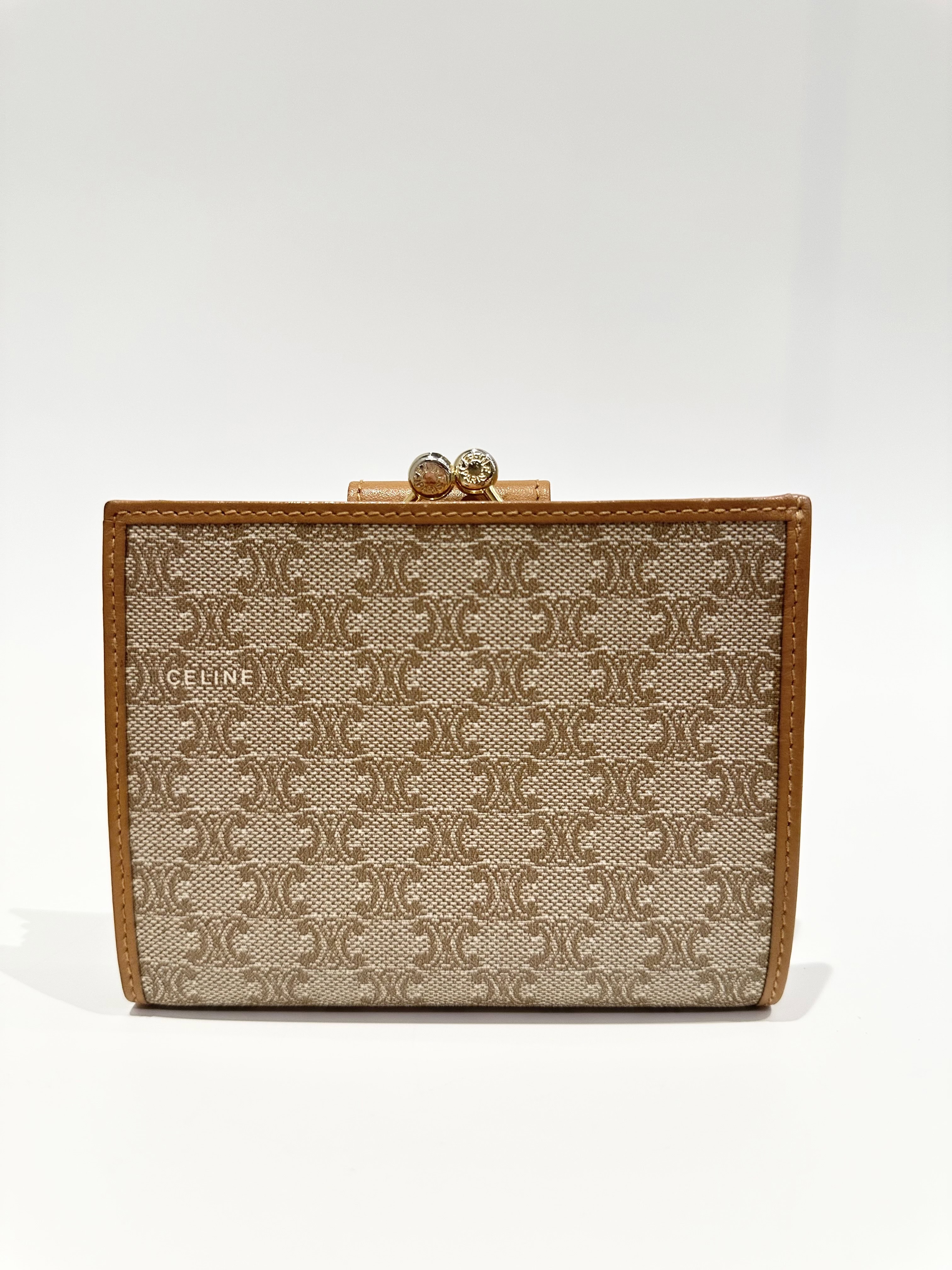 Celine Brown Beige Triomphe Canvas wallet - Image 4