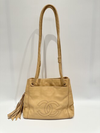 Chanel Vintage Beige Mini Bucket Leather Shoulder Bag
