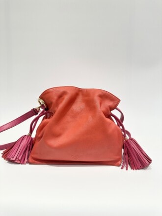 Loewe Orange Red Flamenco Leather Handbag