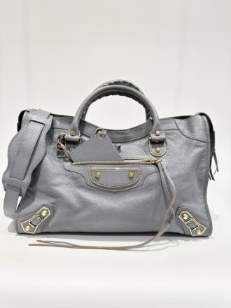 Balenciaga Grey Classic Metalic City Leahter Handbag