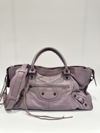 Balenciaga Purple City Leather Shoulder Bag