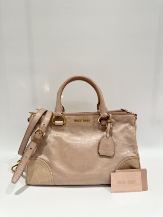 Miu Miu Beige Shine Leather Handbag