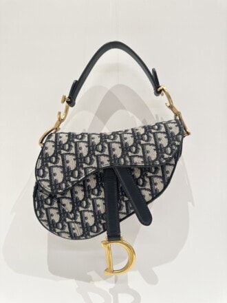 Dior Blue Saddle Cloth Handbag Small Size