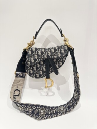 Dior Blue Saddle Cloth Handbag Small Size With Blue Strap