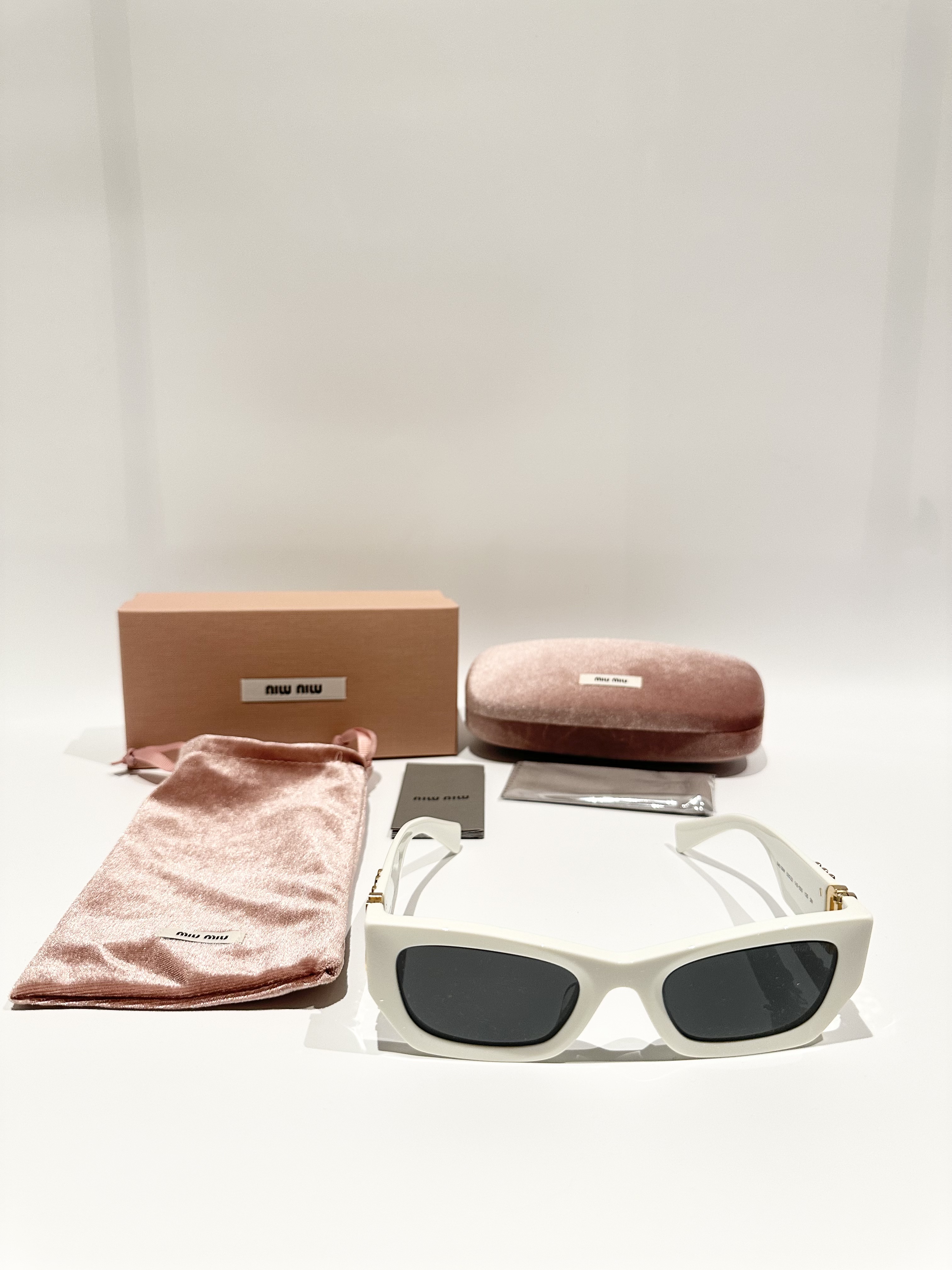 Miu Miu soft oval design sunglasses 0MU 09W Glimpse Slate Gray Lenses