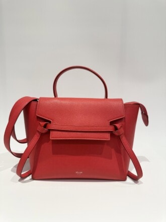 Celine Bright Red Belt Leather Handbag