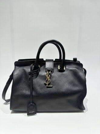 Saint Laurent Black Monogram Cabas Leahter Handbag