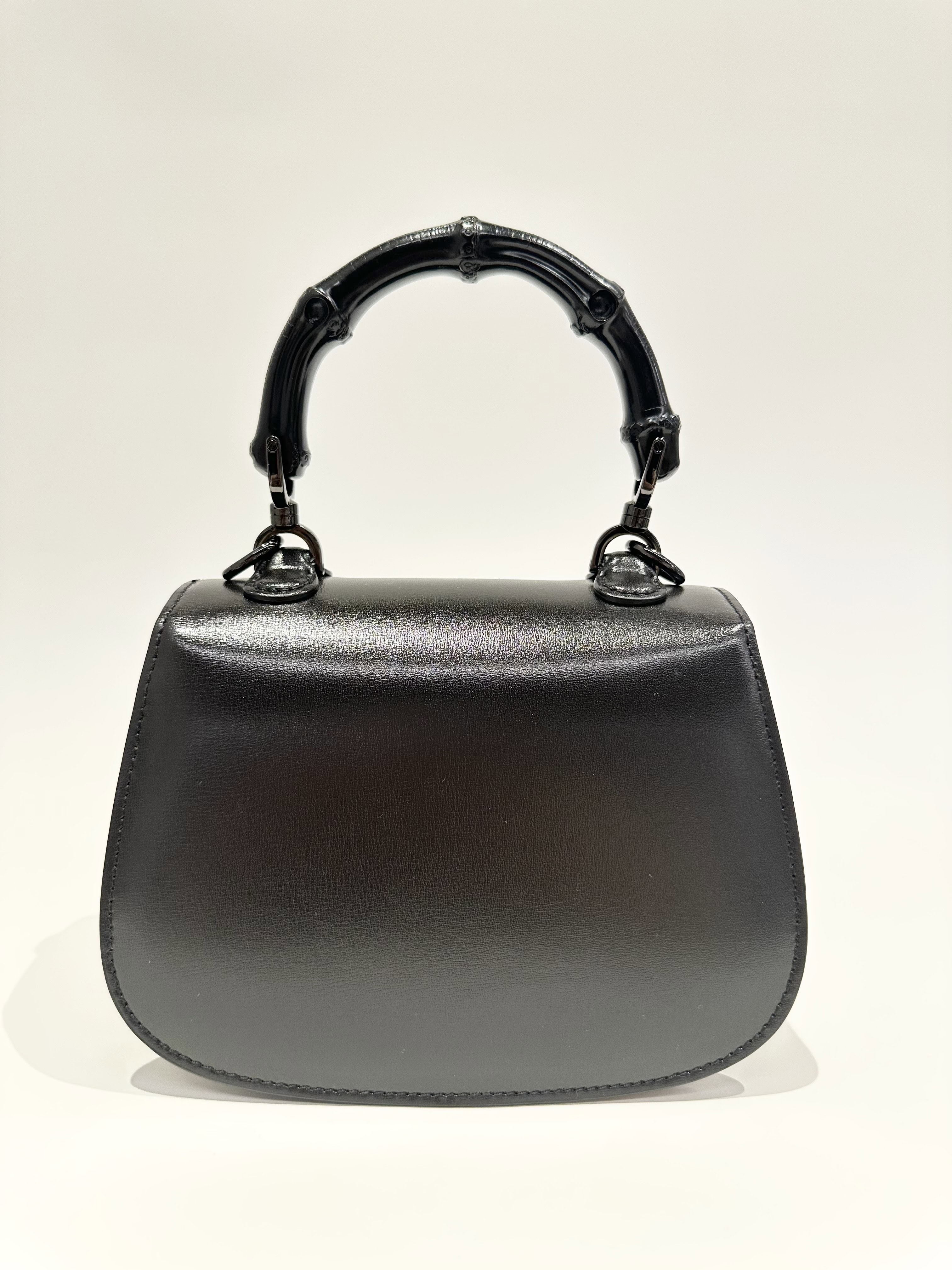 Gucci Black Bamboo Top Hanbdle Mini Leather Handbag - Image 3