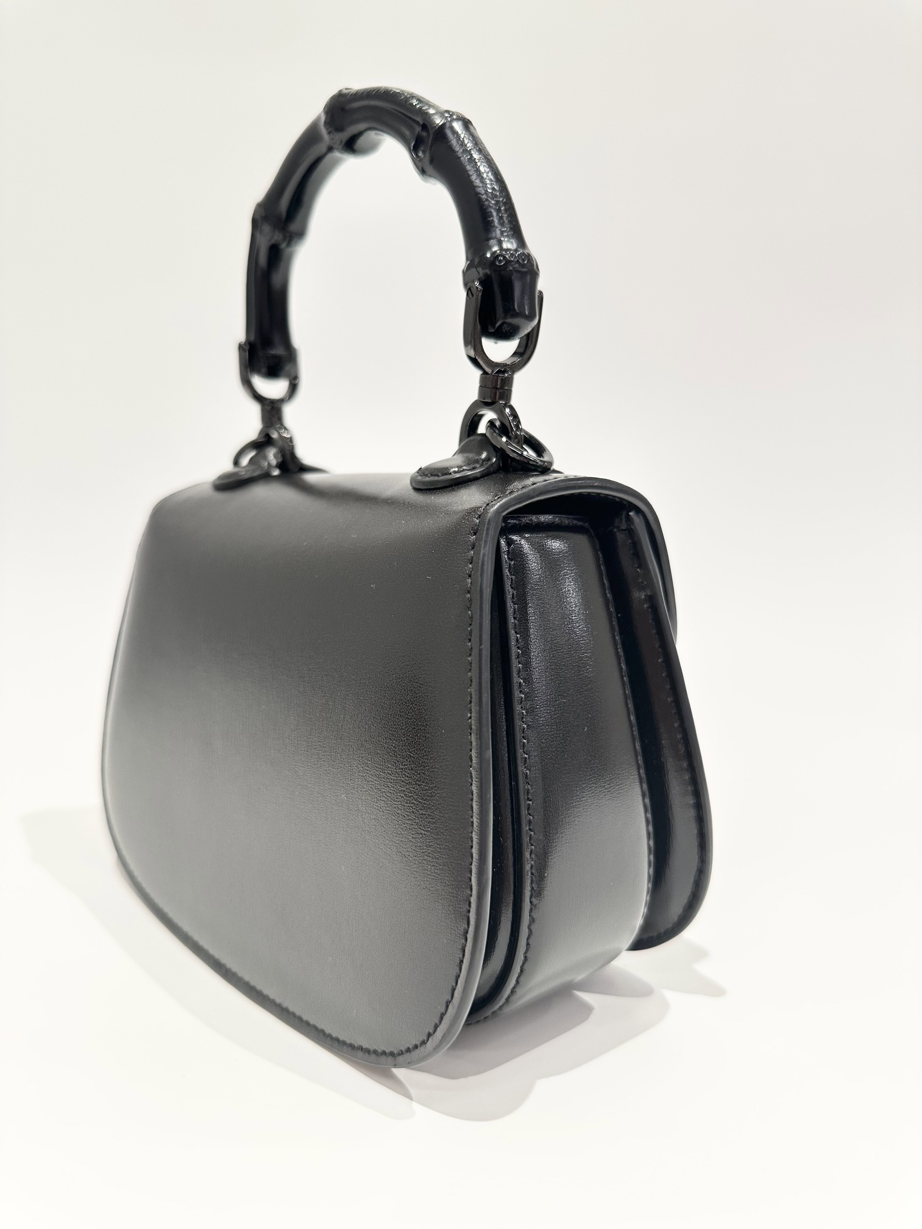 Gucci Black Bamboo Top Hanbdle Mini Leather Handbag - Image 4