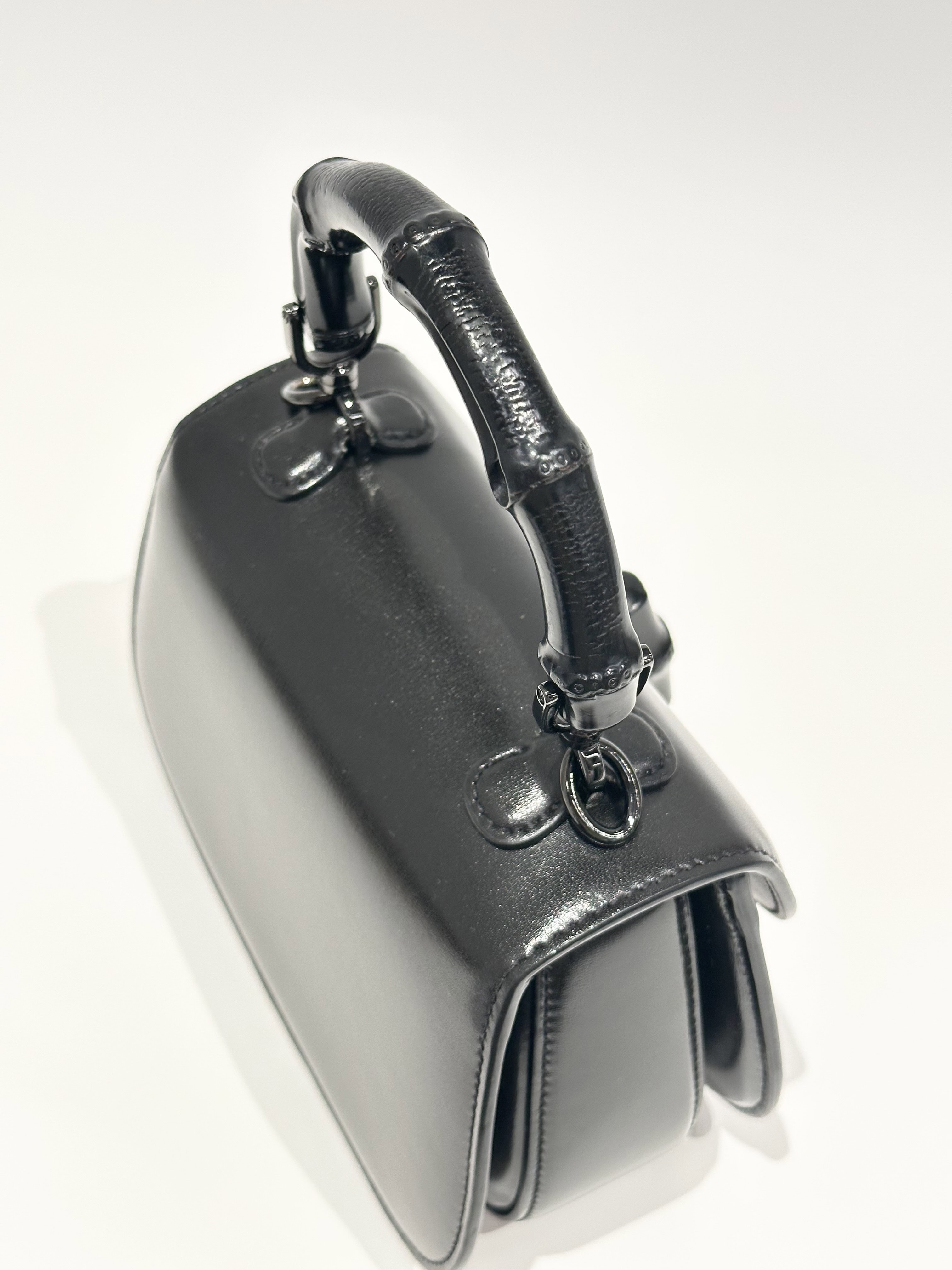 Gucci Black Bamboo Top Hanbdle Mini Leather Handbag - Image 5