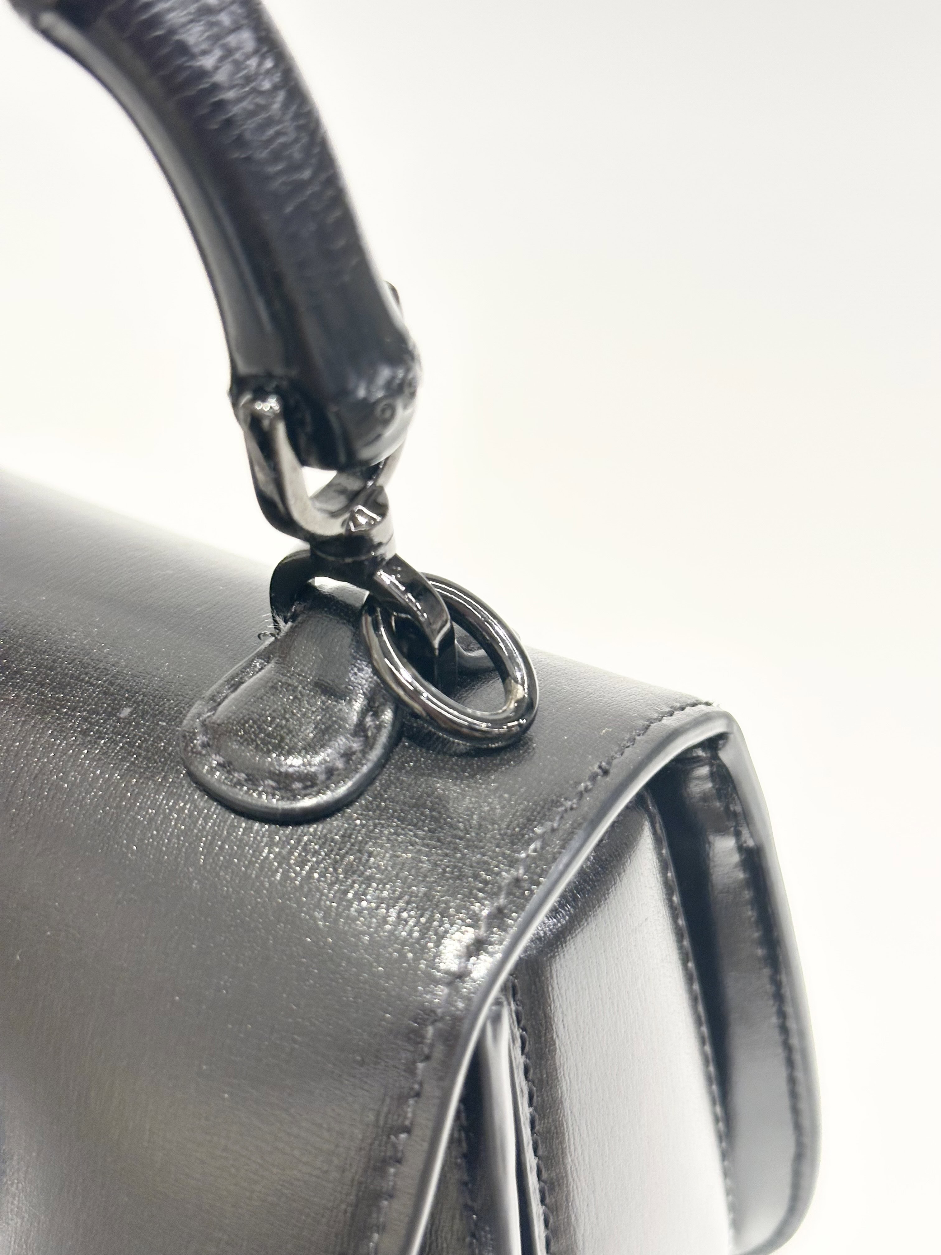 Gucci Black Bamboo Top Hanbdle Mini Leather Handbag - Image 6