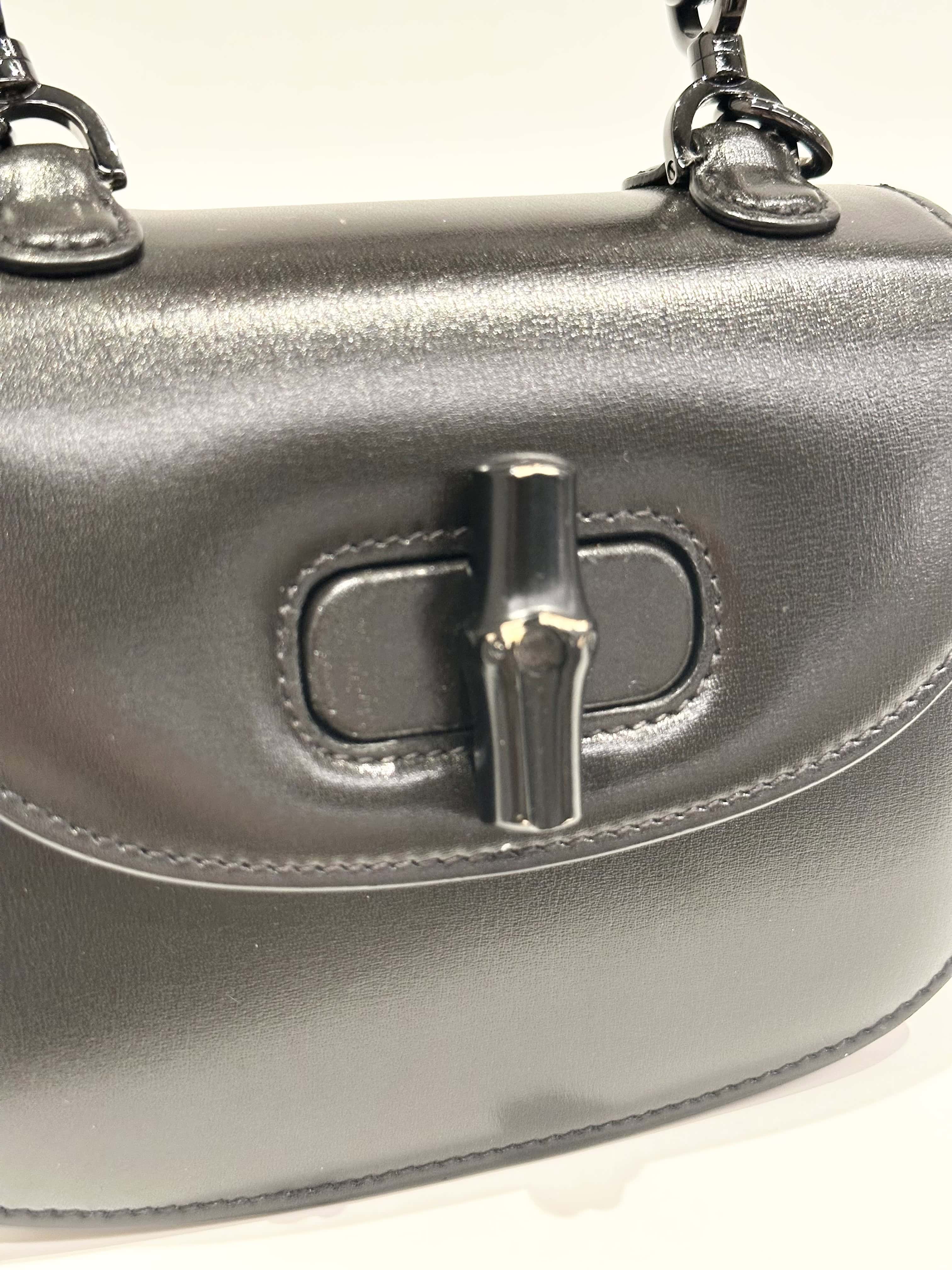 Gucci Black Bamboo Top Hanbdle Mini Leather Handbag - Image 7