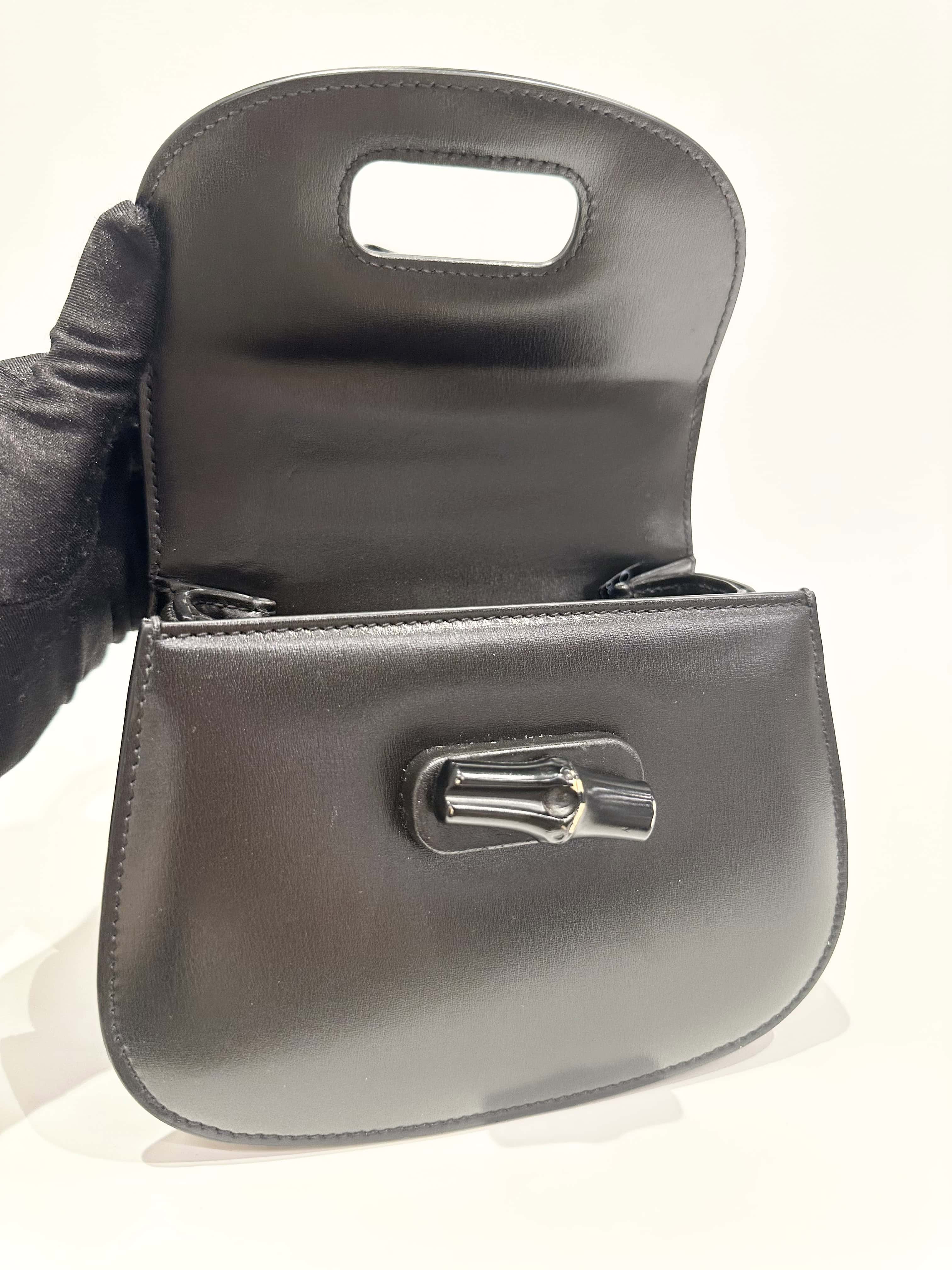 Gucci Black Bamboo Top Hanbdle Mini Leather Handbag - Image 13