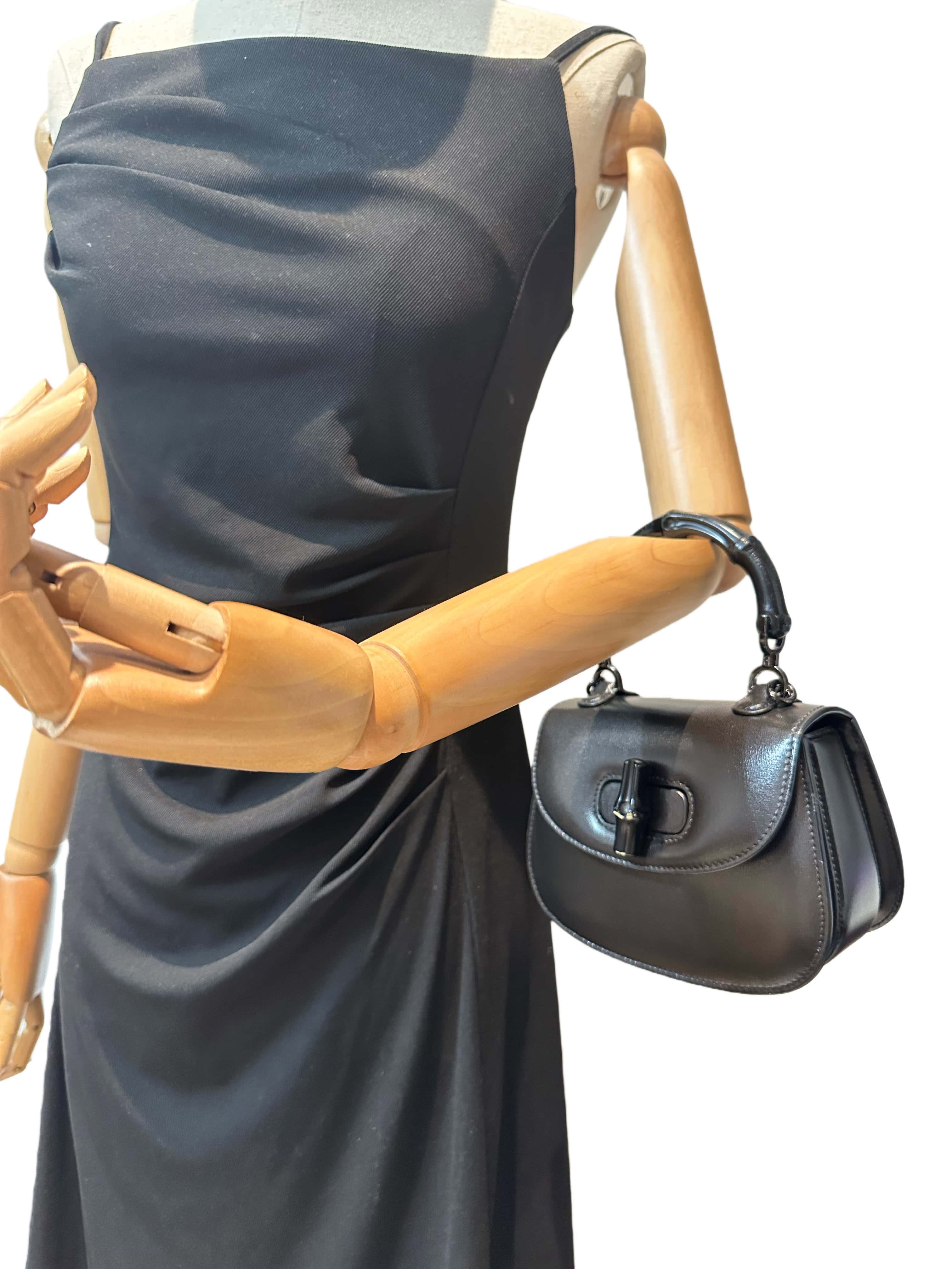 Gucci Black Bamboo Top Hanbdle Mini Leather Handbag - Image 18