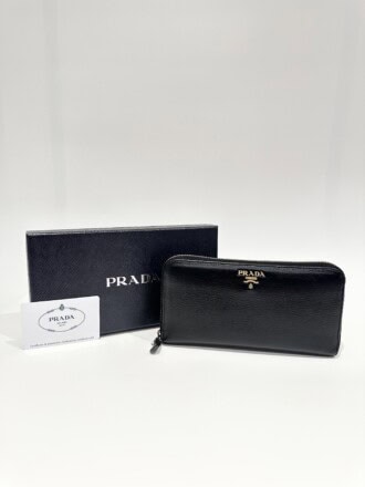 Prada Black Leather Long Wallet