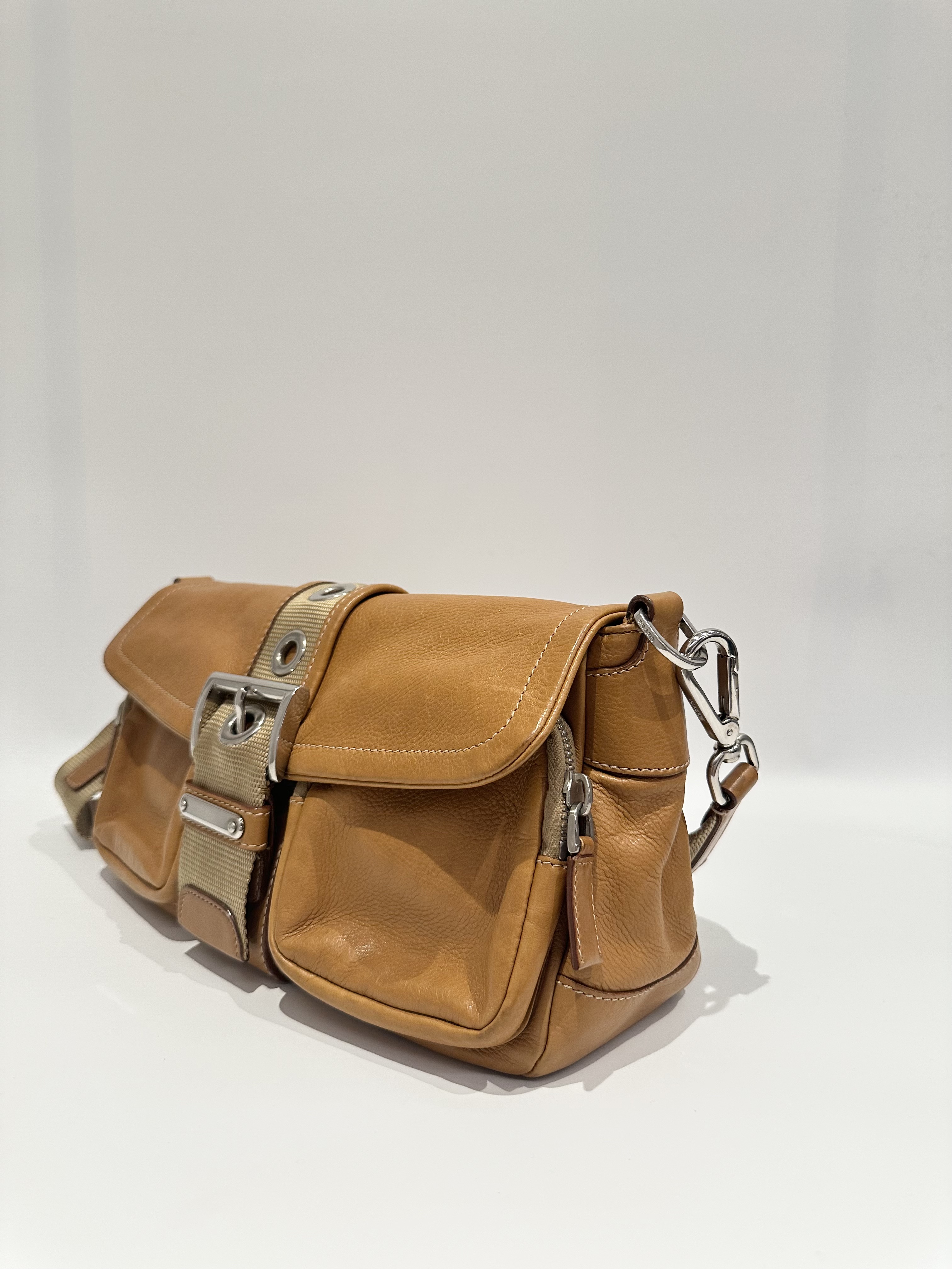 Prada Brown Side Logo Leather Shoulder Bag - Image 2