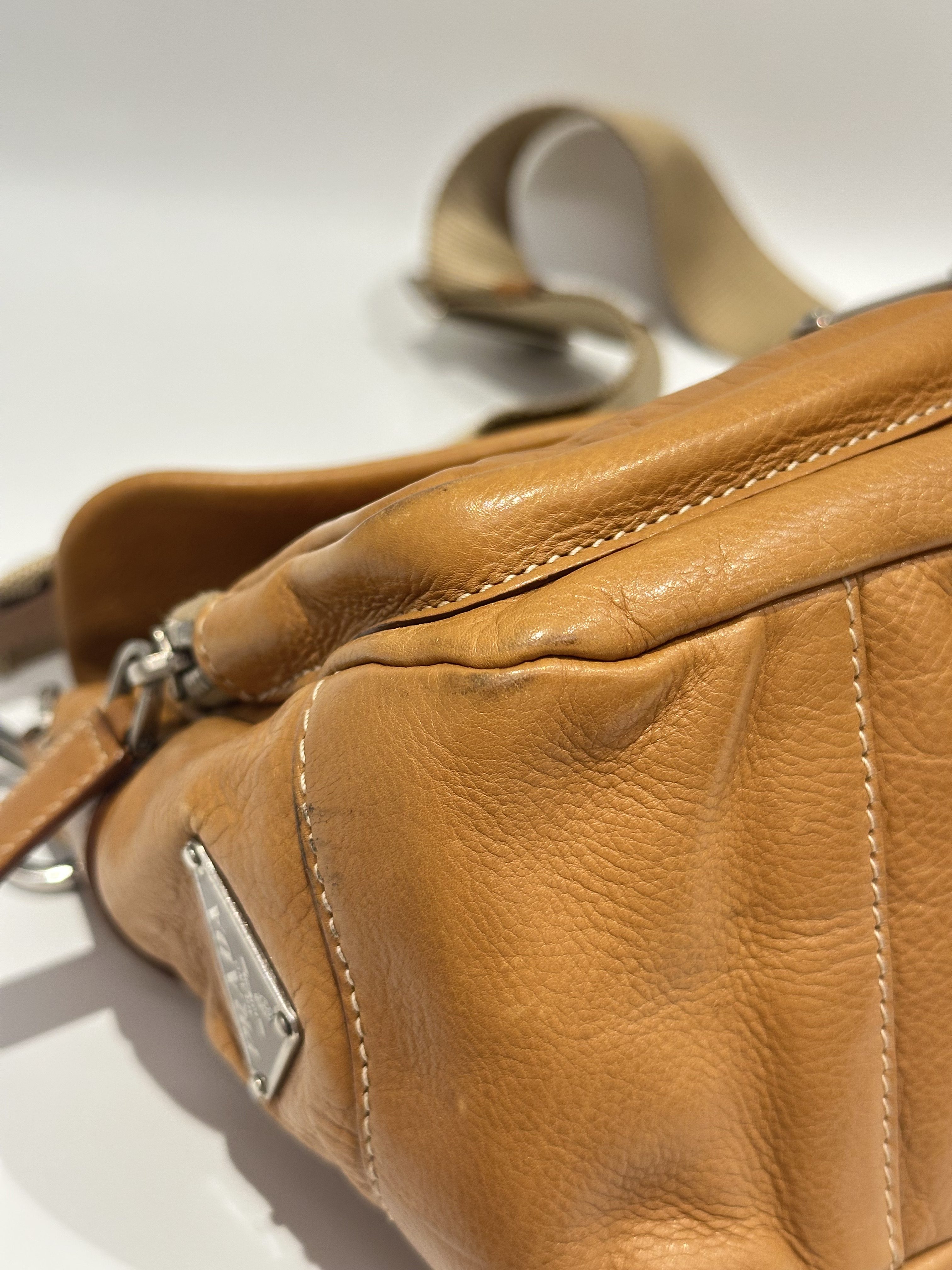 Prada Brown Side Logo Leather Shoulder Bag - Image 7