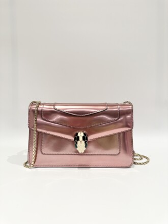 Bvlgari Pink Metallic Calfskin Serpenti Crossbody Bag