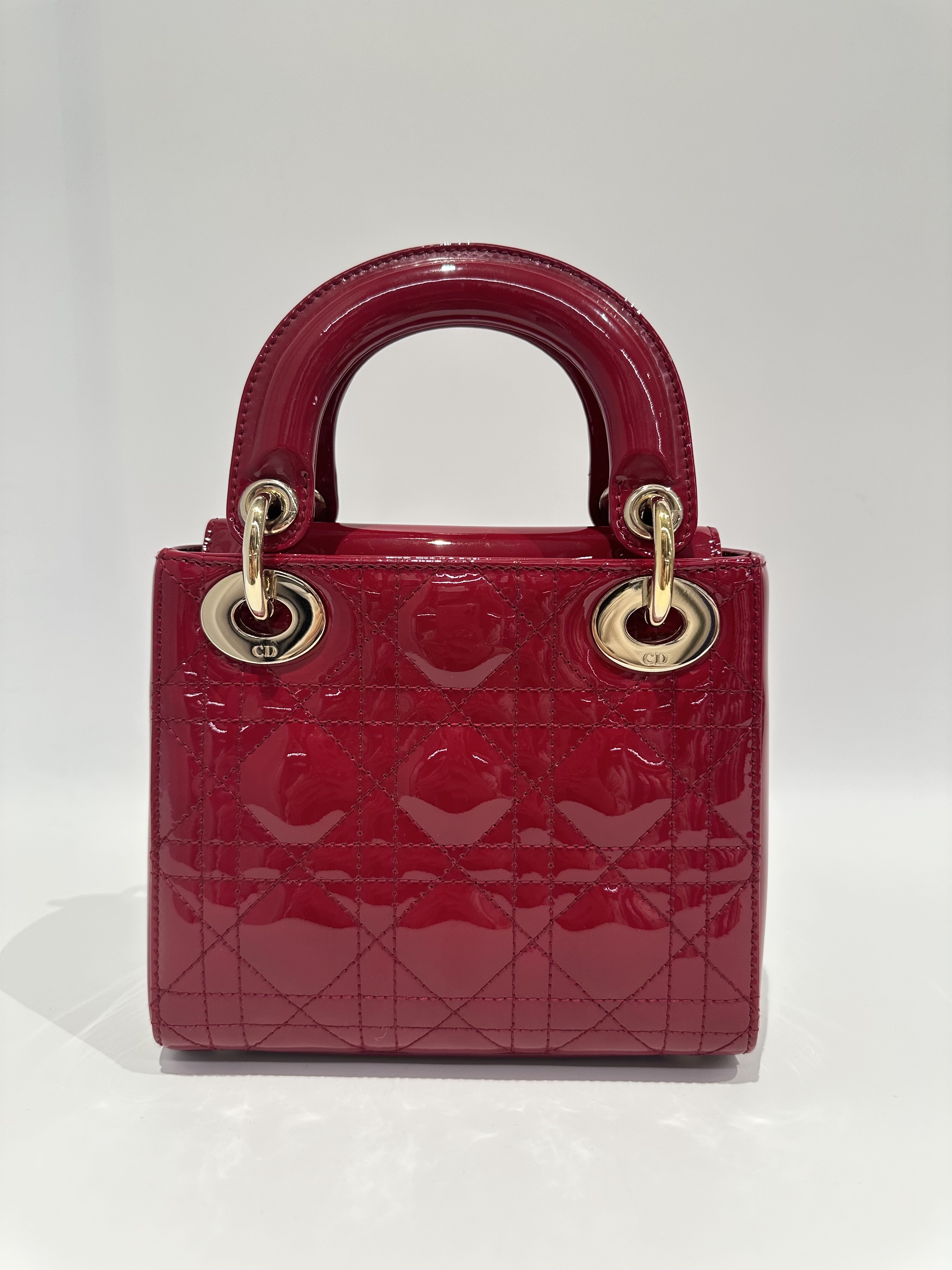 Dior Red Lady Dior Mini Patent Leather Crossbody Bag - Image 3
