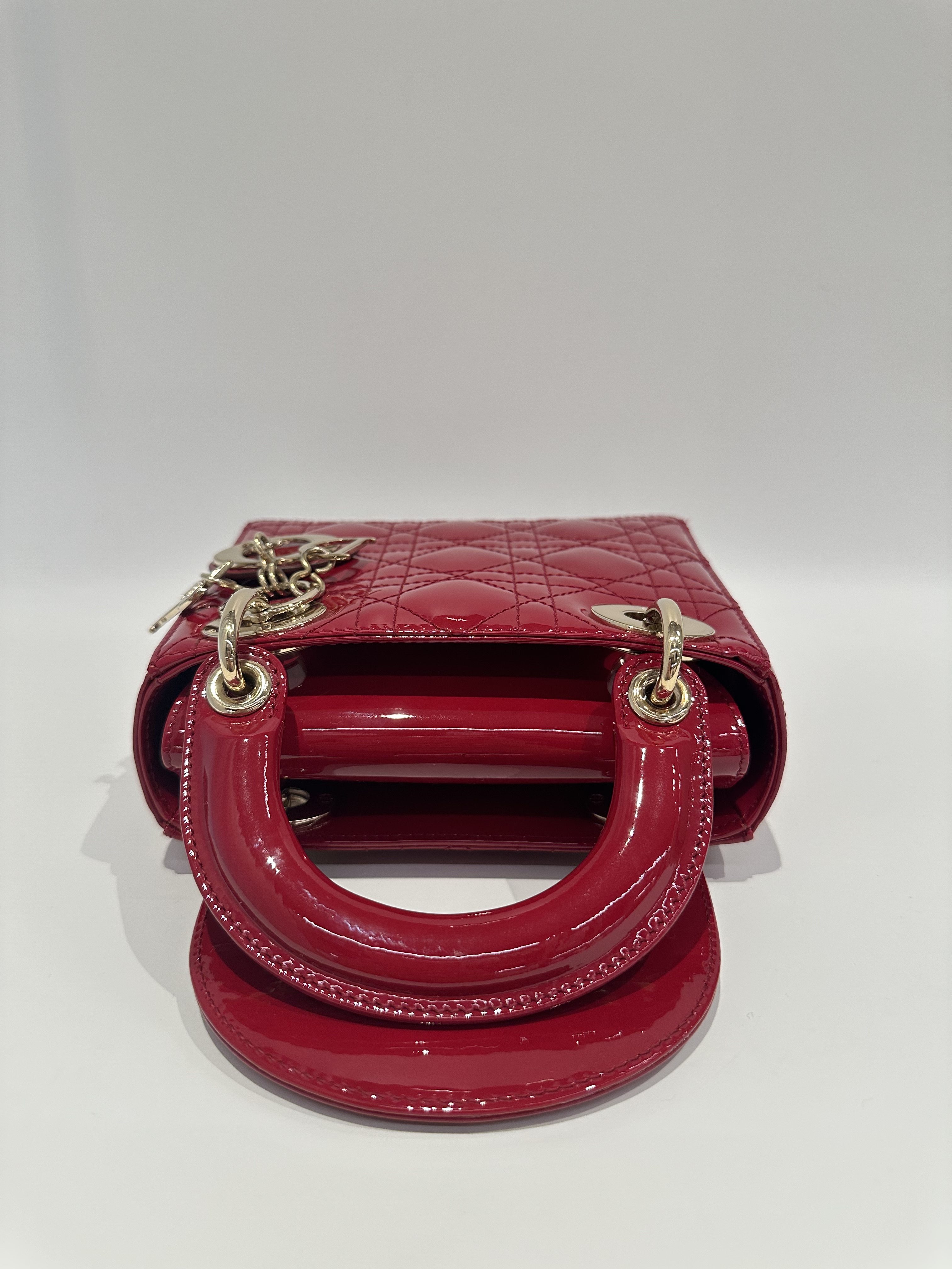 Dior Red Lady Dior Mini Patent Leather Crossbody Bag - Image 5