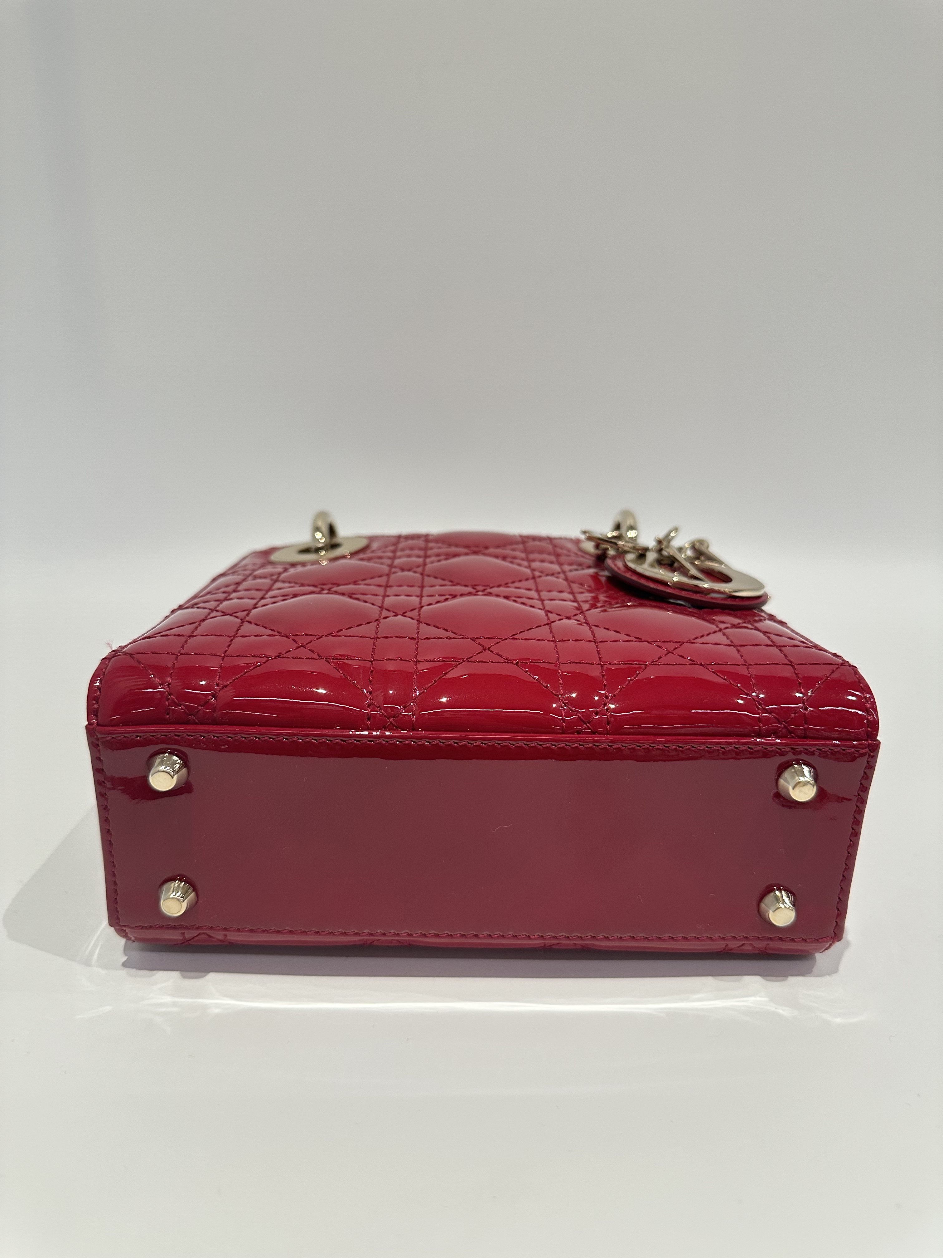 Dior Red Lady Dior Mini Patent Leather Crossbody Bag - Image 6