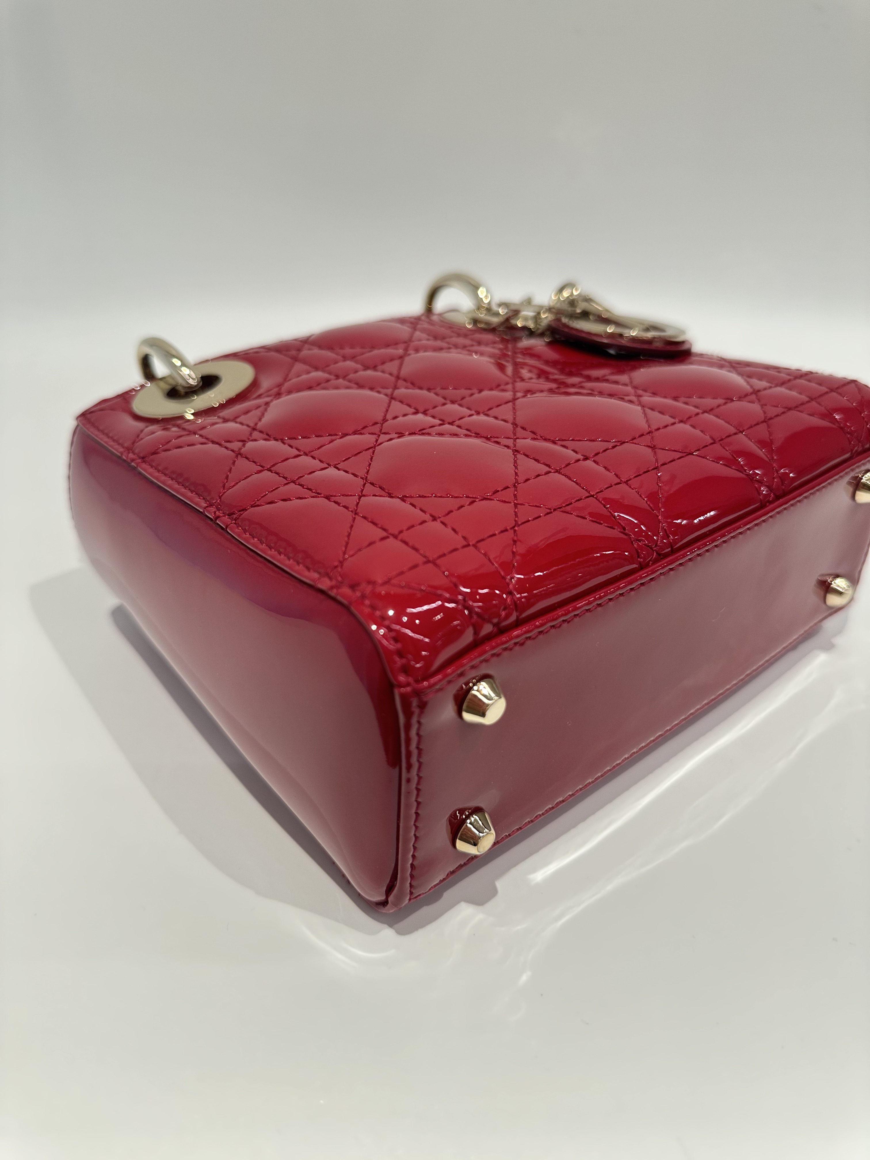 Dior Red Lady Dior Mini Patent Leather Crossbody Bag - Image 7