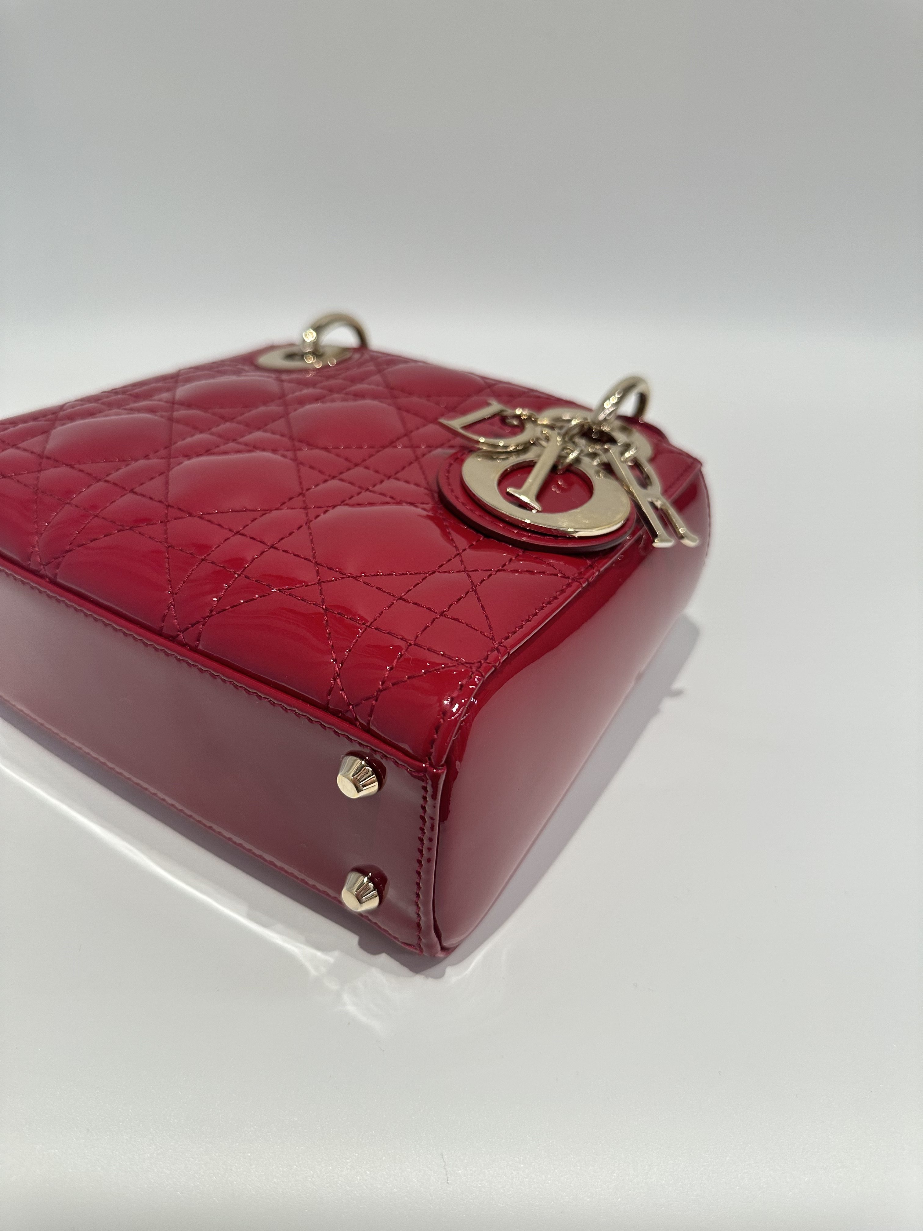 Dior Red Lady Dior Mini Patent Leather Crossbody Bag - Image 8