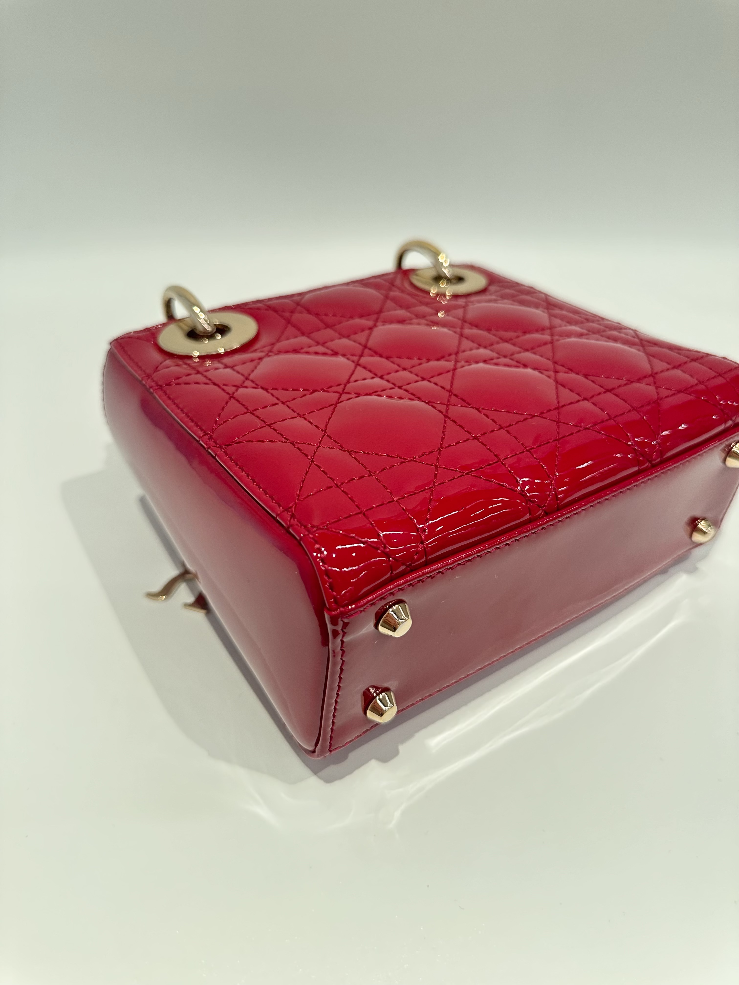 Dior Red Lady Dior Mini Patent Leather Crossbody Bag - Image 9