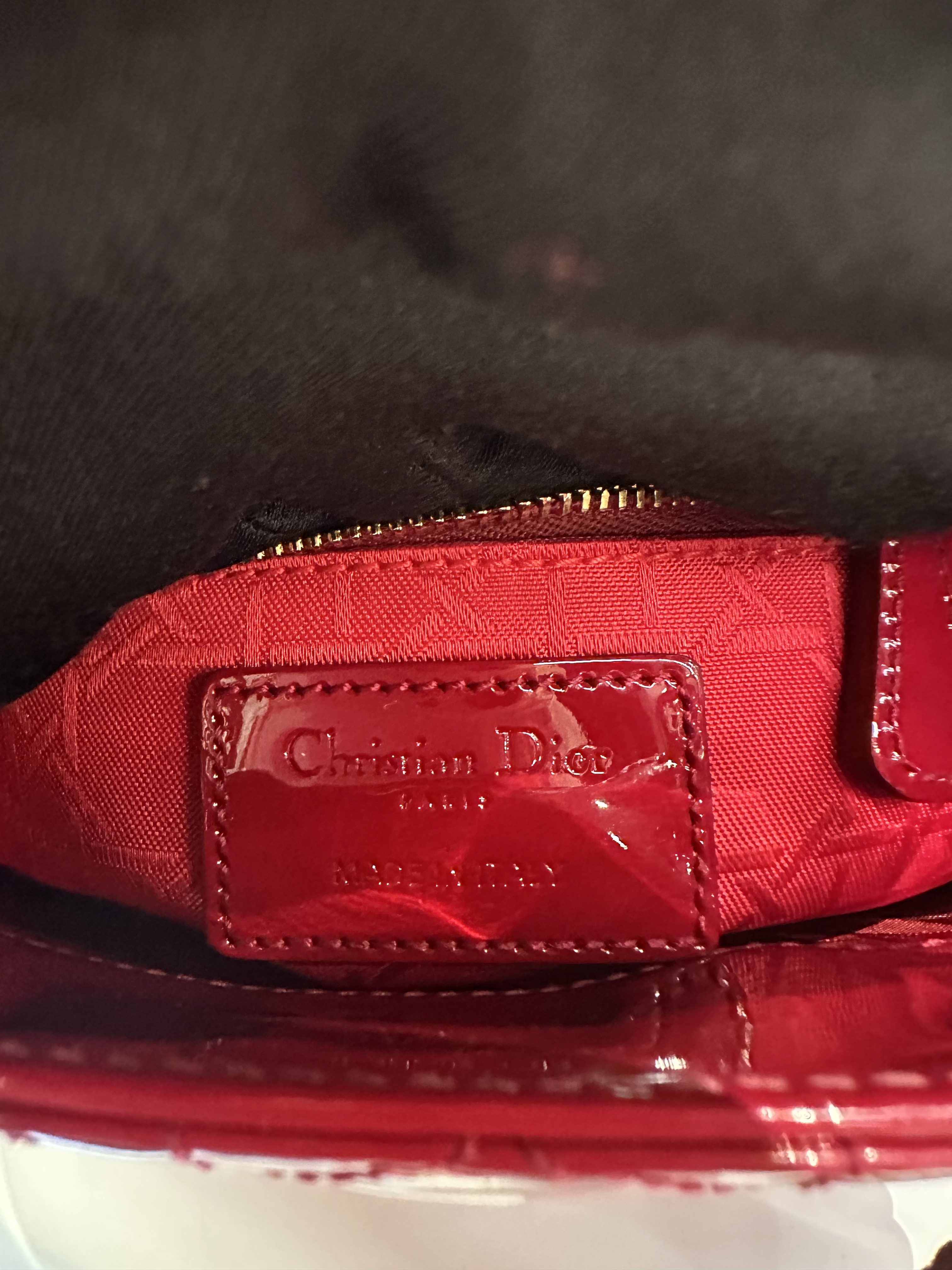 Dior Red Lady Dior Mini Patent Leather Crossbody Bag - Image 12