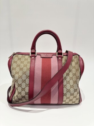 Gucci Red Boston GG Canvas Handbag