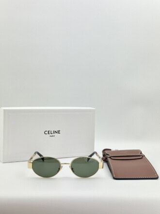 Celine Triomphe Oval Sunglasses CL40235U Metal Frame  Gold