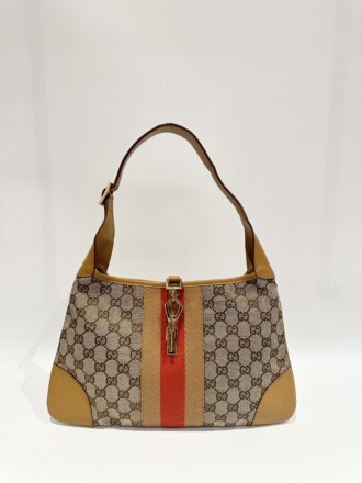 Gucci GG Canvas Vintage Jackie Yellow Brown Shoulder Bag