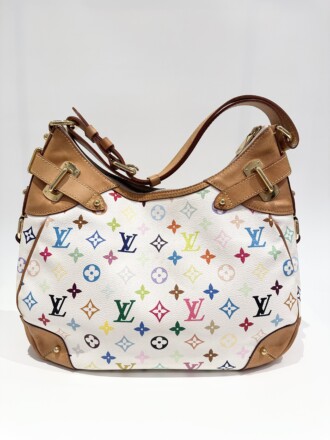 Louis Vuitton White Multicolor Murakami Greta Monogram Canvas Handbag