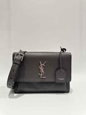 Saint Laurent Grey Monogram Sunset Leather Handbag