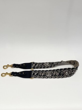 Dior Blue Navy Oblique Embroidery Bag Strap