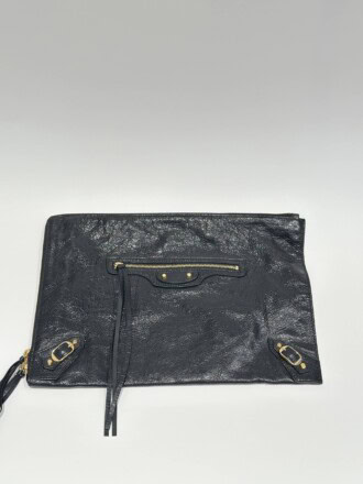 Balenciaga Black Leather Clutch