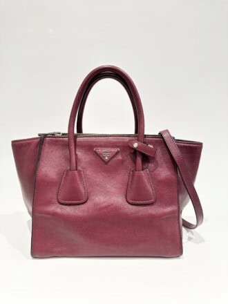 Prada Burgundy Twin Pocket Leather Handbag