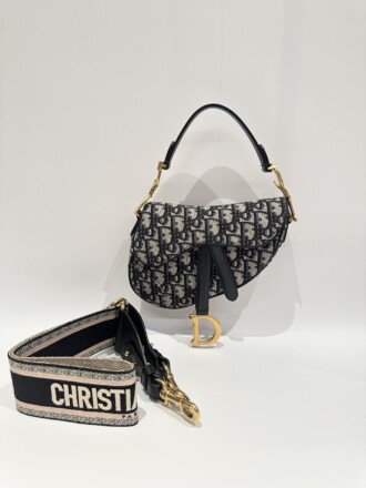 Dior Blue Saddle Cloth Handbag Small Size With Strap
