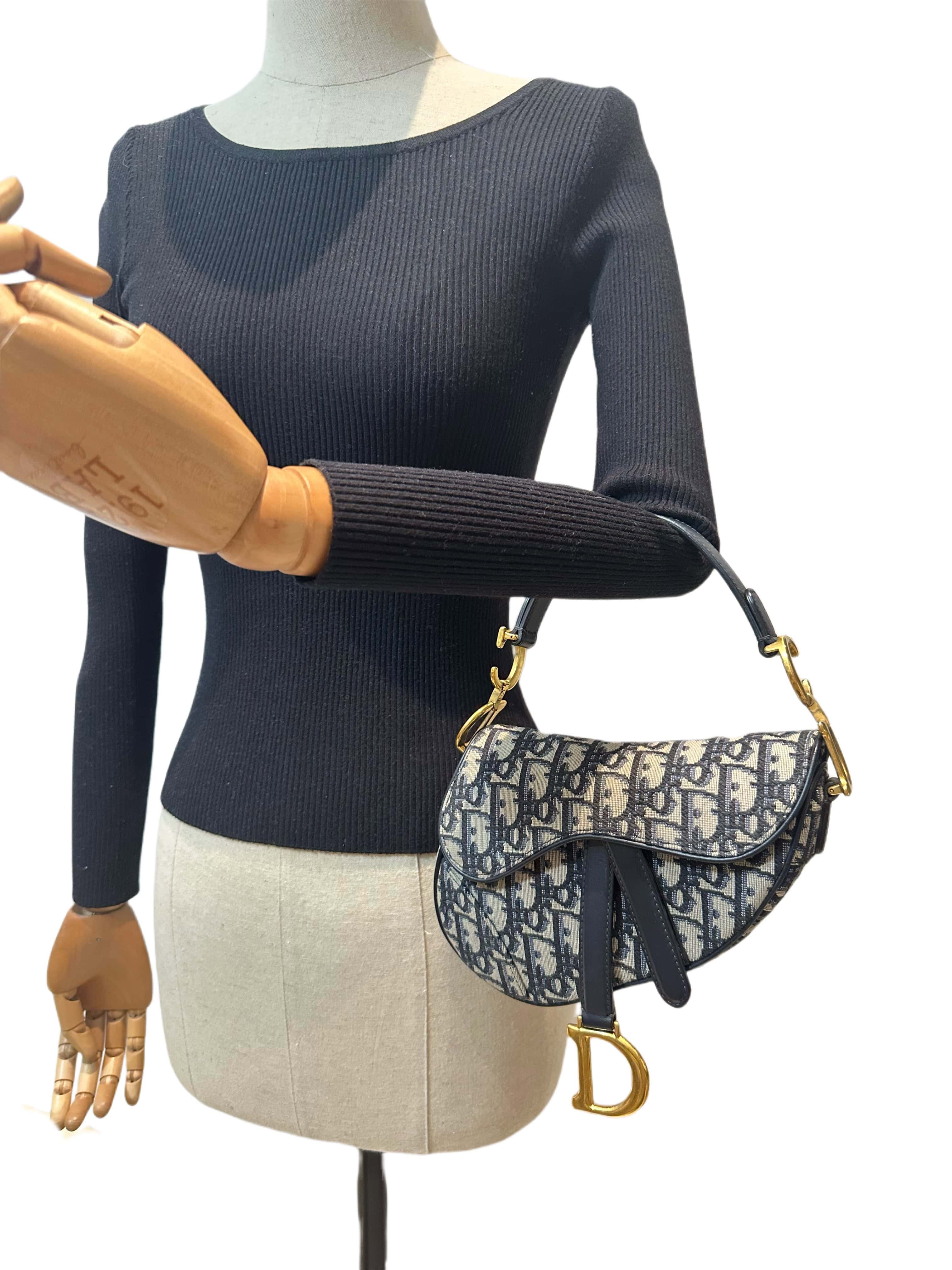 Dior Blue Saddle Cloth Handbag Small Size - Image 14