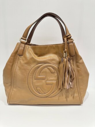 Gucci Brown Soho Patent Leather Tote Bag