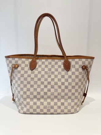 Louis Vuitton White Neverfull MM Canvas Tote Bag