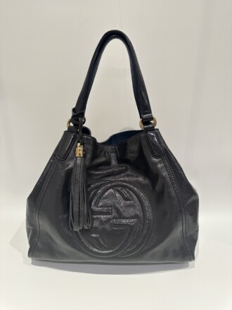 Gucci Grey Soho Patent Leather Tote Bag