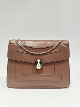 Bvlgari Brown Serpenti Leather Handbag